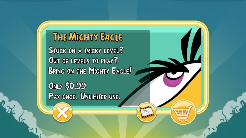 Mighty Eagle unlock screen in Angry Birds Chrome 2011